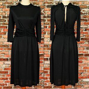 Vintage 80s Black OPENING NIGHT 3/4 Sleeve Dress - 10